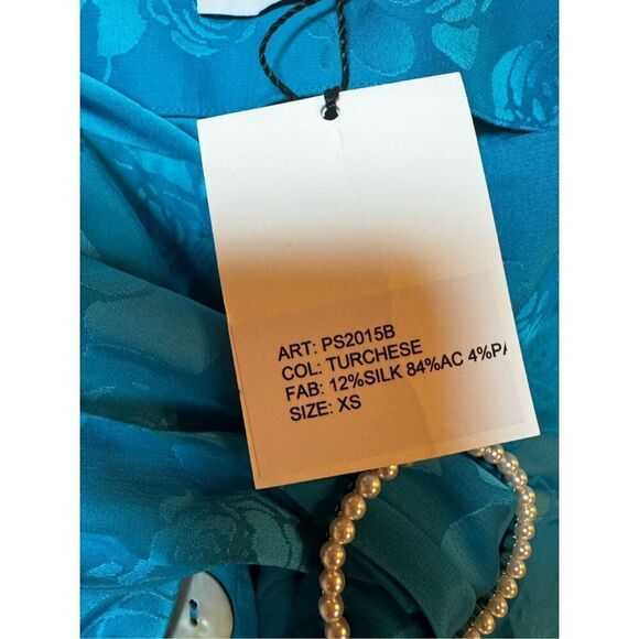 NWT Art Dealer. Azure silk midi skirt size XS - Picture 9 of 13